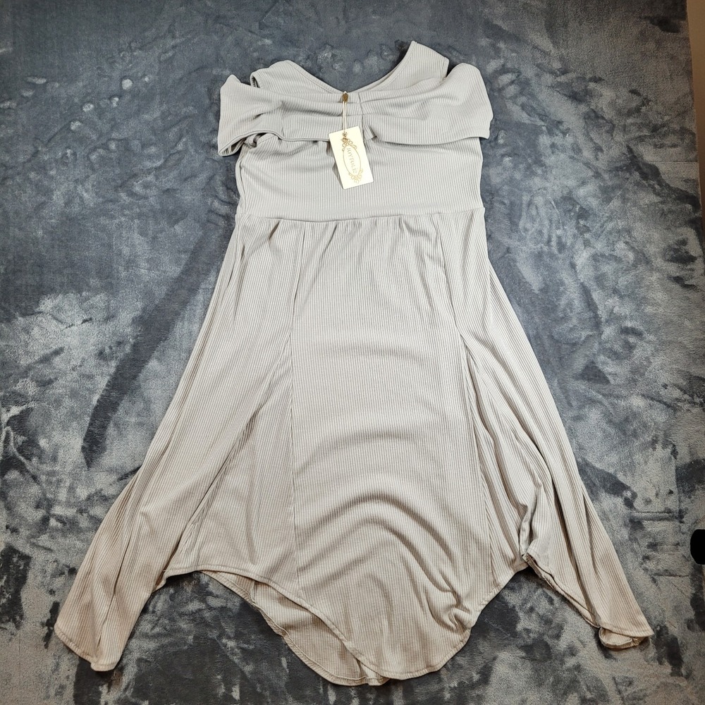 JoyFolie Mendora in Dove High-Low Hem Ribbed Girls Dress